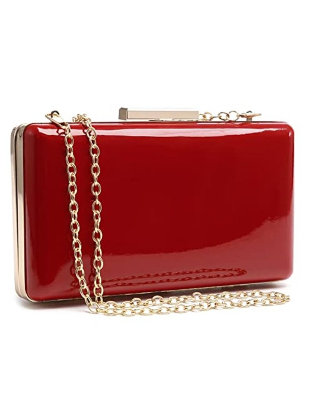 Red Patent Vegan Leather Evening Clutch Purse Wedding Prom Crossbody Bag New